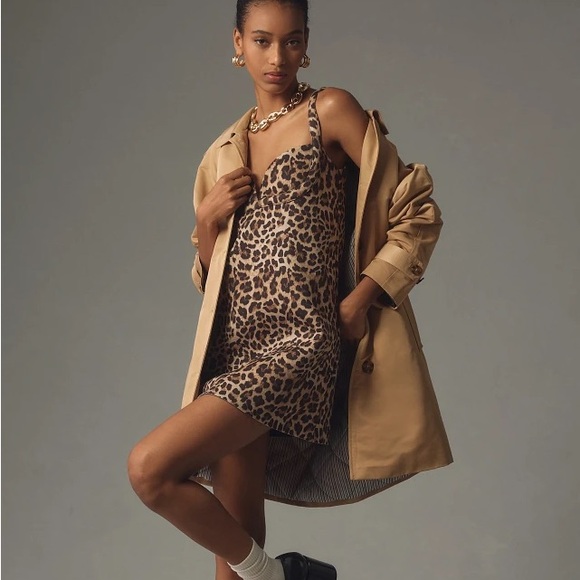 ANTHROPOLOGIE Leopard Mini Dress (XS) - Picture 3 of 7